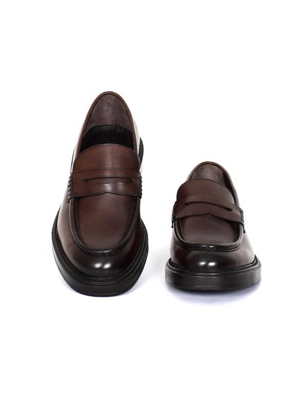 Hakiki Antik Deri EVA Taban Loafer Model Erkek Ayakkabı - 4