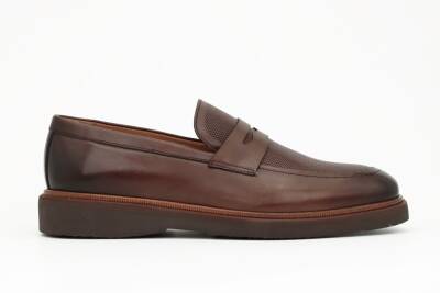 Hakiki Antik Deri EVA Taban Loafer Model Erkek Ayakkabı - TUNA