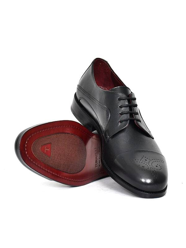 Hakiki Antik Deri Kösele Taban Bağcıklı Klasik Erkek Ayakkabı - 6