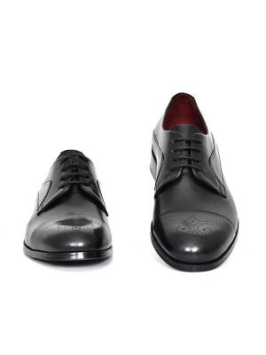 Hakiki Antik Deri Kösele Taban Bağcıklı Klasik Erkek Ayakkabı - 8