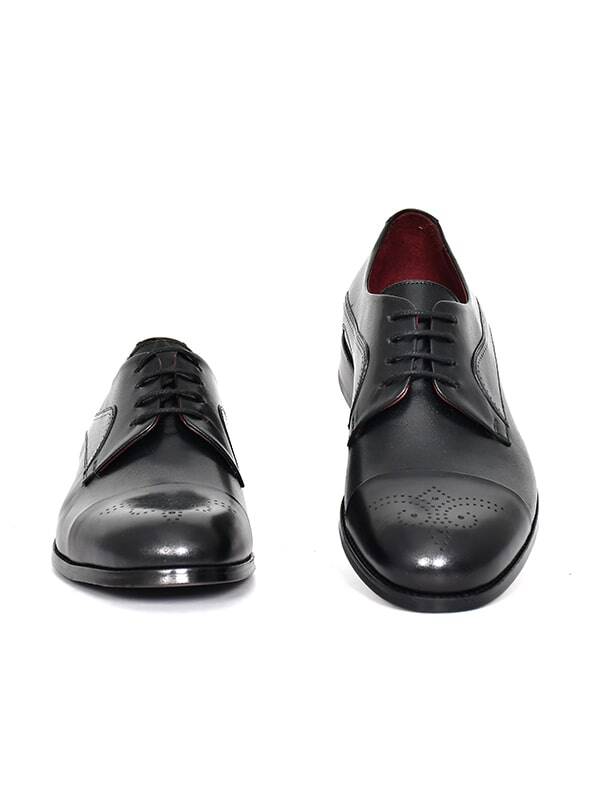 Hakiki Antik Deri Kösele Taban Bağcıklı Klasik Erkek Ayakkabı - 8