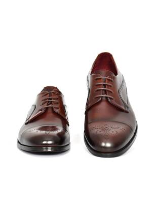 Hakiki Antik Deri Kösele Taban Bağcıklı Klasik Erkek Ayakkabı - 10