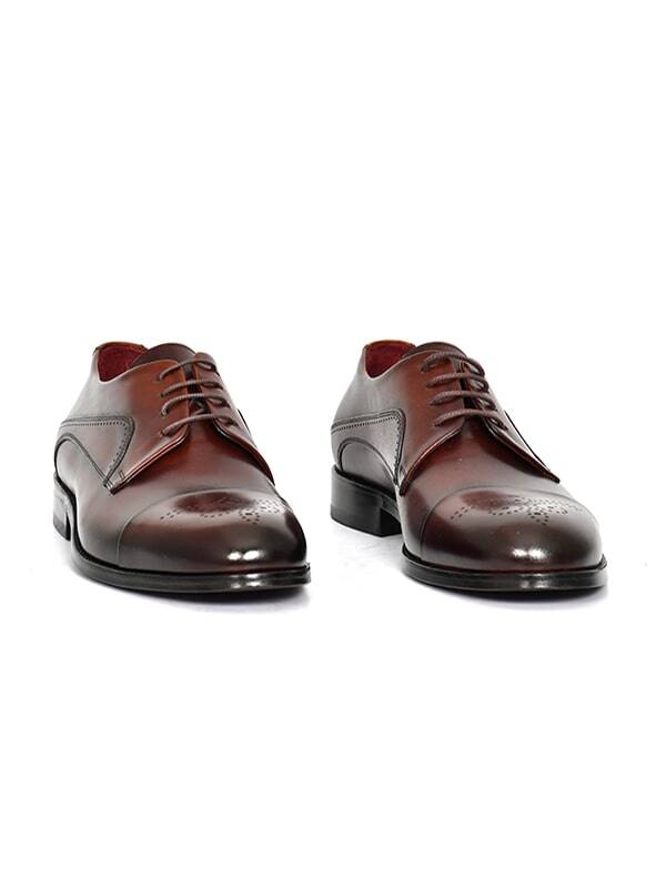 Hakiki Antik Deri Kösele Taban Bağcıklı Klasik Erkek Ayakkabı - 11