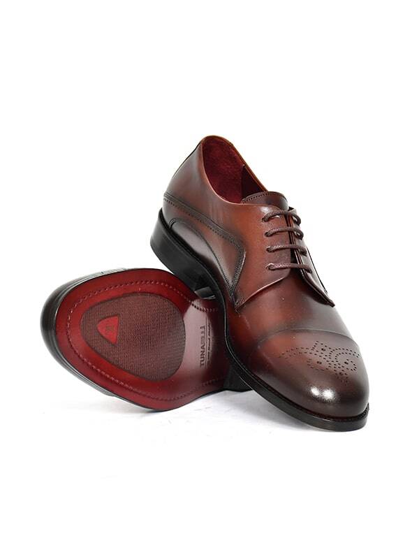 Hakiki Antik Deri Kösele Taban Bağcıklı Klasik Erkek Ayakkabı - 12