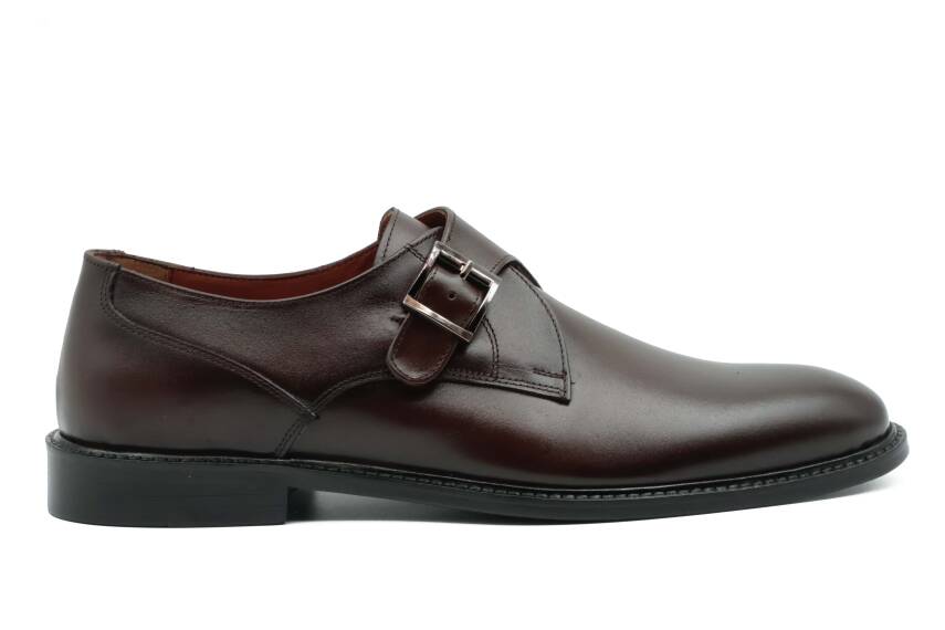 Hakiki Antik Deri Kösele Taban Yan Toka Detaylı Klasik Erkek Ayakkabı - 1