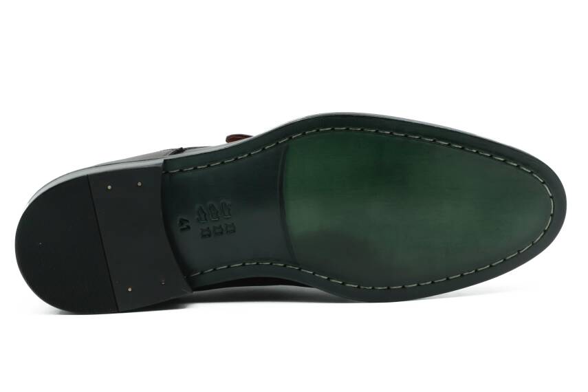 Hakiki Antik Deri Kösele Taban Yan Toka Detaylı Klasik Erkek Ayakkabı - 4