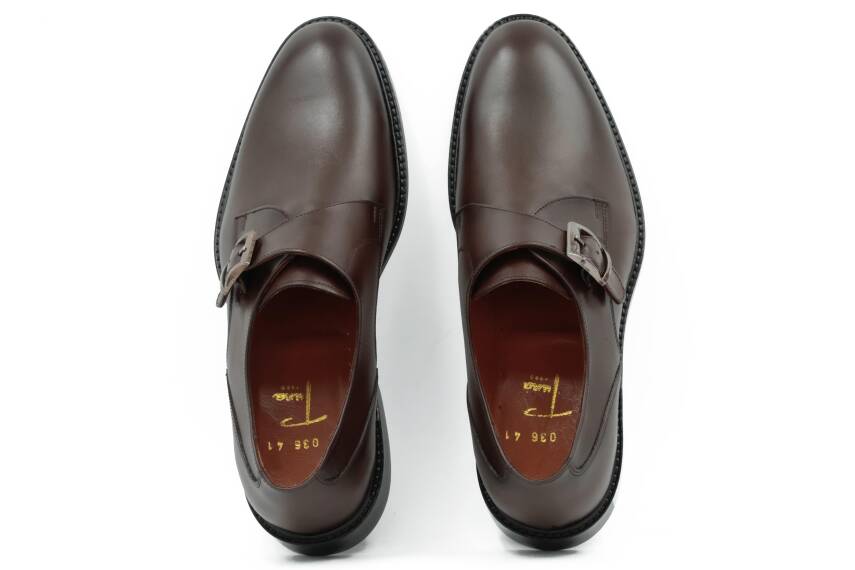 Hakiki Antik Deri Kösele Taban Yan Toka Detaylı Klasik Erkek Ayakkabı - 5