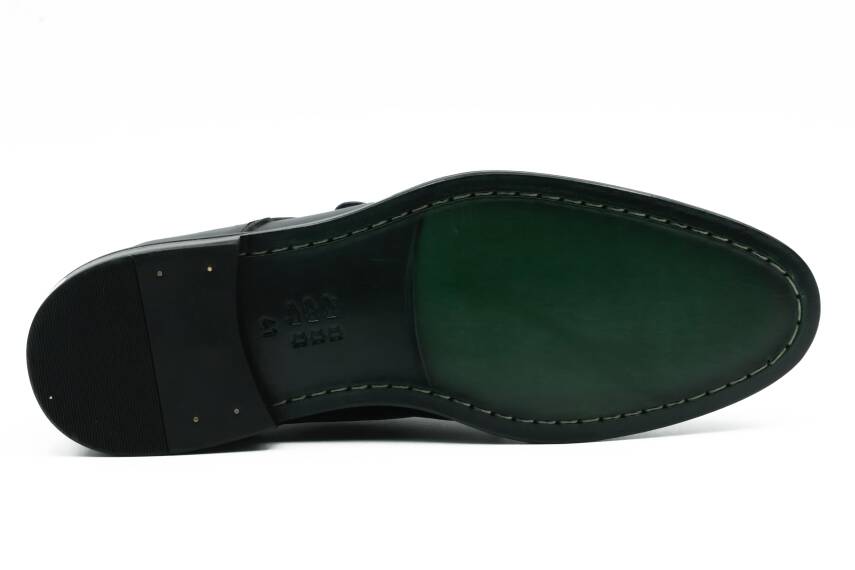 Hakiki Antik Deri Kösele Taban Yan Toka Detaylı Klasik Erkek Ayakkabı - 9