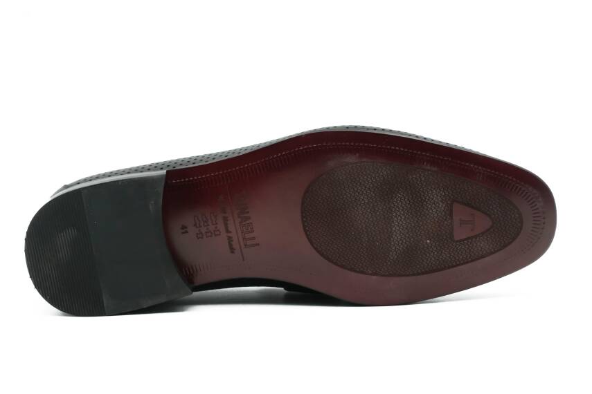 Hakiki Antik Deri Kösele Taban Toka Detaylı Mokasen Erkek Ayakkabı - 4