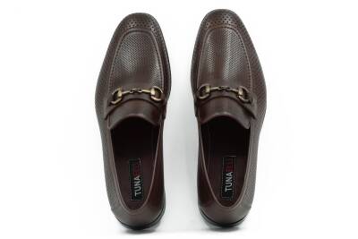 Hakiki Antik Deri Kösele Taban Toka Detaylı Mokasen Erkek Ayakkabı - 11