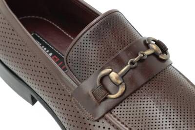 Hakiki Antik Deri Kösele Taban Toka Detaylı Mokasen Erkek Ayakkabı - 12