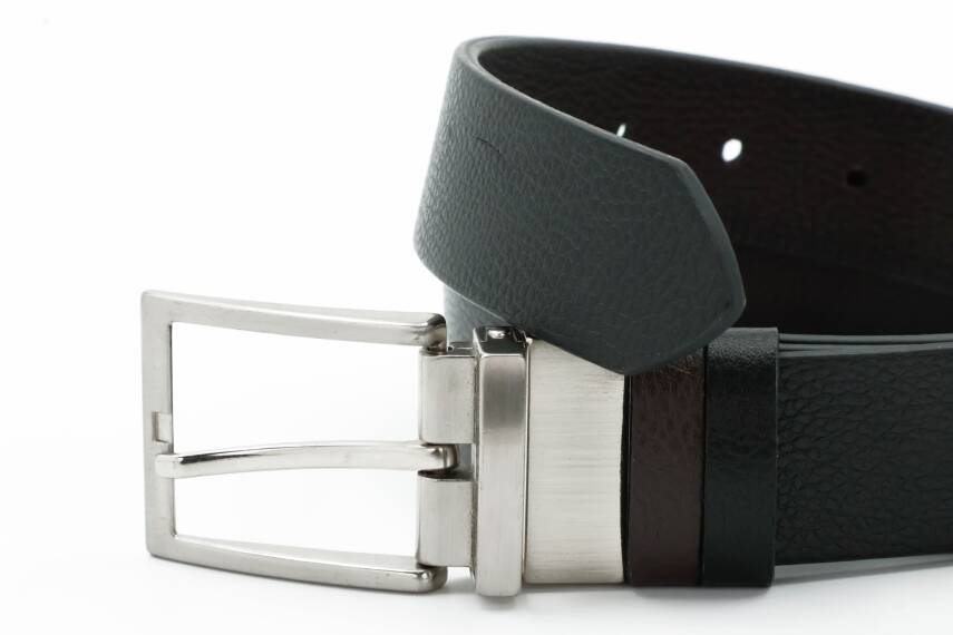  Hakiki Floter Deri Siyah-Kahverengi Çift Taraflı Klasik Erkek Kemer - Tuna KMR201 - 1