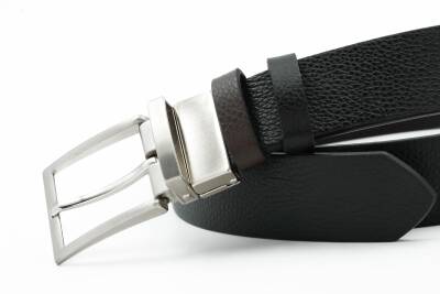  Hakiki Floter Deri Siyah-Kahverengi Çift Taraflı Klasik Erkek Kemer - Tuna KMR201 - 3