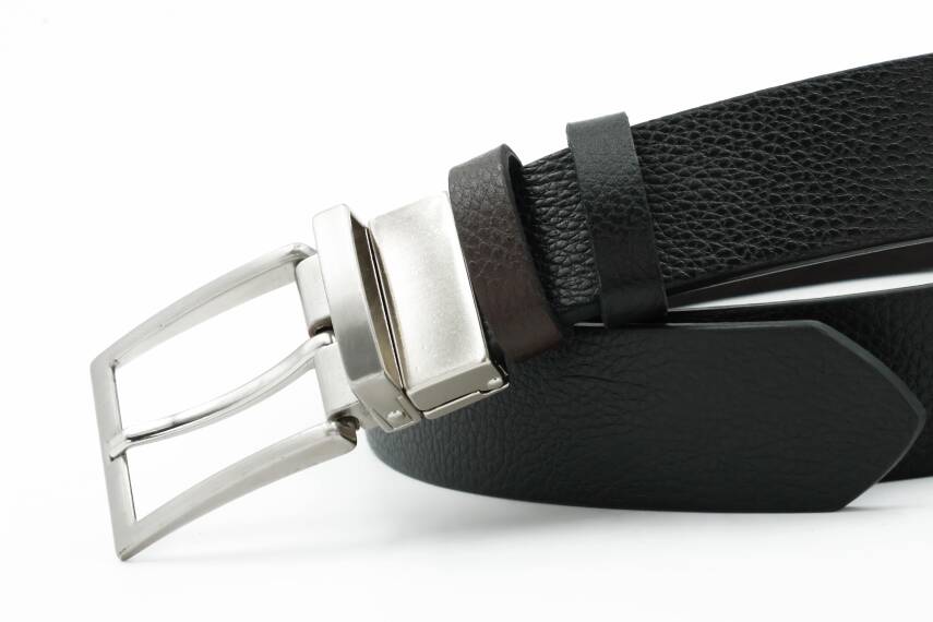  Hakiki Floter Deri Siyah-Kahverengi Çift Taraflı Klasik Erkek Kemer - Tuna KMR201 - 3