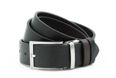  Hakiki Floter Deri Siyah-Kahverengi Çift Taraflı Klasik Erkek Kemer - Tuna KMR201 - 5