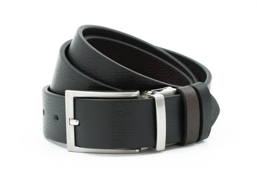  Hakiki Floter Deri Siyah-Kahverengi Çift Taraflı Klasik Erkek Kemer - Tuna KMR201 - 5