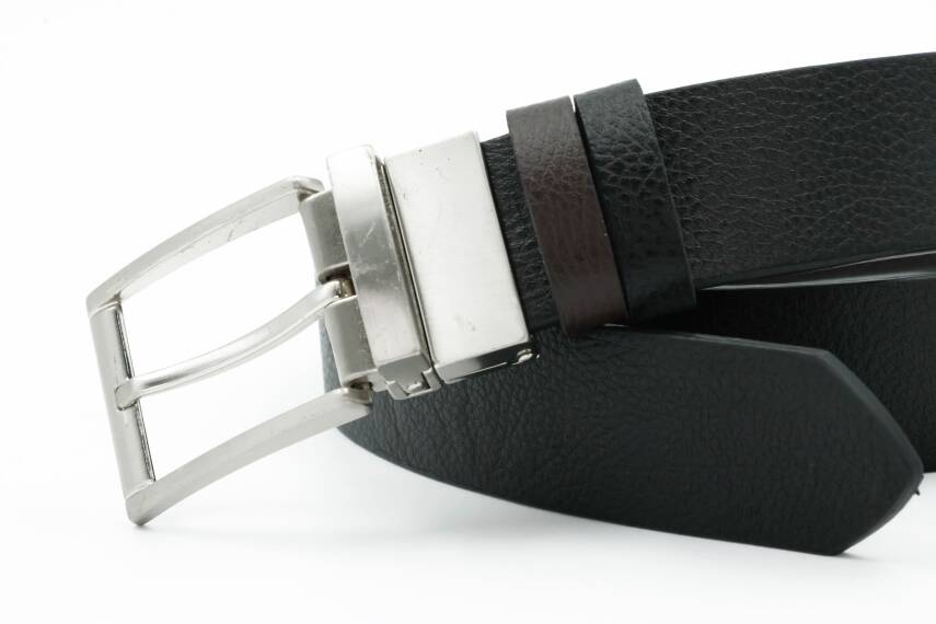  Hakiki Floter Deri Siyah-Kahverengi Çift Taraflı Klasik Erkek Kemer - Tuna KMR201 - 6