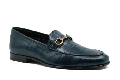 Hakiki Kroko Baskı Deri Kauçuk Enjeksiyon Kösele Taban Erkek Ayakkabı - Tuna K4602 - 2