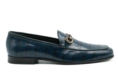 Hakiki Kroko Baskı Deri Kauçuk Enjeksiyon Kösele Taban Erkek Ayakkabı - Tuna K4602 - TUNA