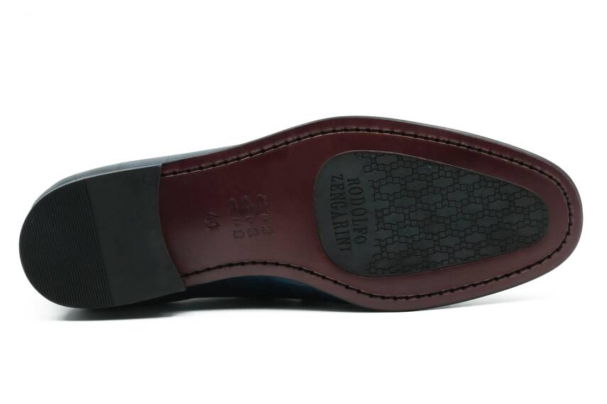 Hakiki Kroko Baskı Deri Kauçuk Enjeksiyon Kösele Taban Erkek Ayakkabı - Tuna K4602 - 4