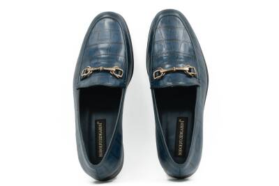 Hakiki Kroko Baskı Deri Kauçuk Enjeksiyon Kösele Taban Erkek Ayakkabı - Tuna K4602 - 5