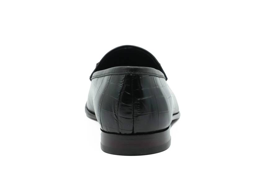 Hakiki Kroko Baskı Deri Kauçuk Enjeksiyon Kösele Taban Erkek Ayakkabı - Tuna K4602 - 9