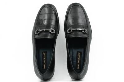 Hakiki Kroko Baskı Deri Kauçuk Enjeksiyon Kösele Taban Erkek Ayakkabı - Tuna K4602 - 11