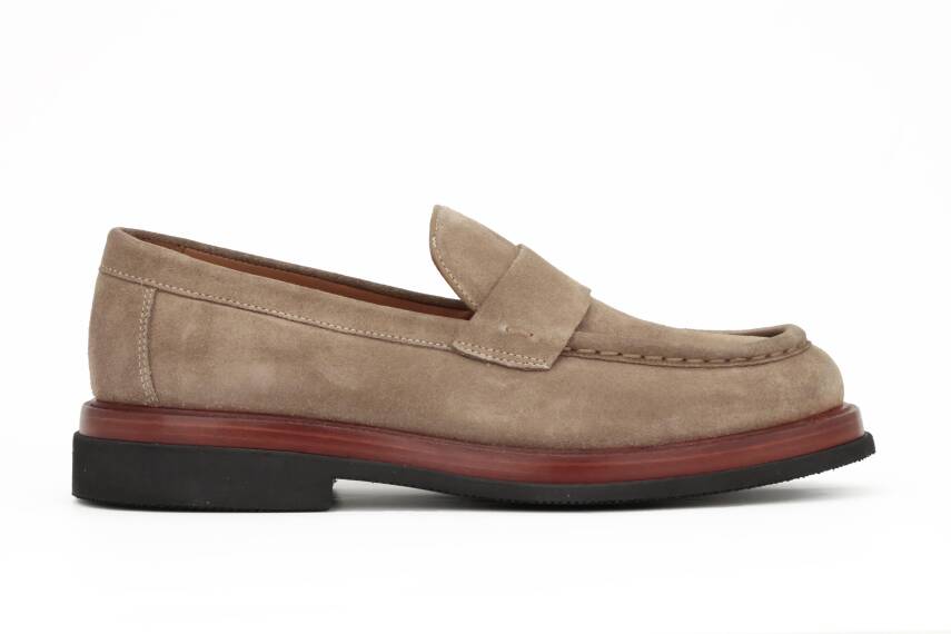 Hakiki Süet Deri EVA Taban Bej Loafer Günlük Bağcıksız Erkek Ayakkabı - 1