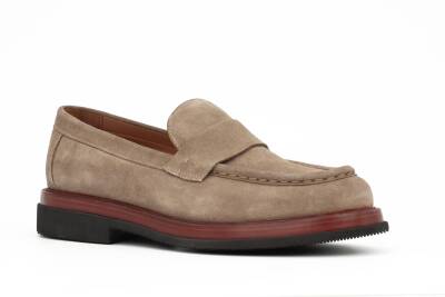 Hakiki Süet Deri EVA Taban Bej Loafer Günlük Bağcıksız Erkek Ayakkabı - 3