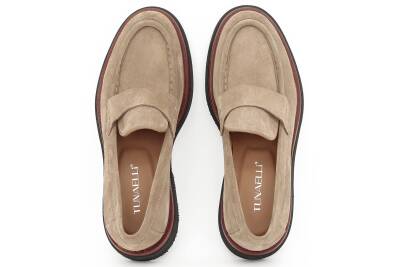 Hakiki Süet Deri EVA Taban Bej Loafer Günlük Bağcıksız Erkek Ayakkabı - 5