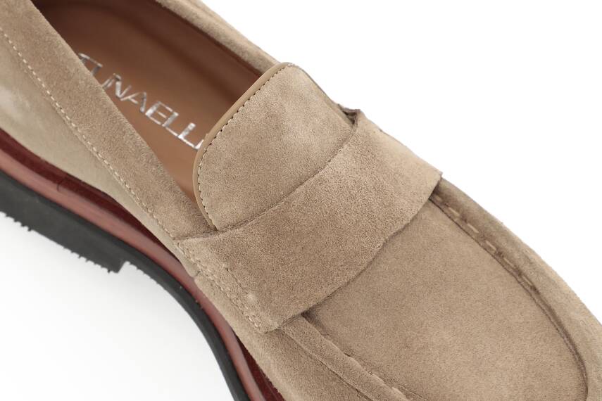 Hakiki Süet Deri EVA Taban Bej Loafer Günlük Bağcıksız Erkek Ayakkabı - 6
