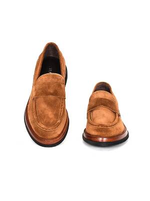 Hakiki Süet Deri EVA Taban Bej Loafer Günlük Bağcıksız Erkek Ayakkabı - 14